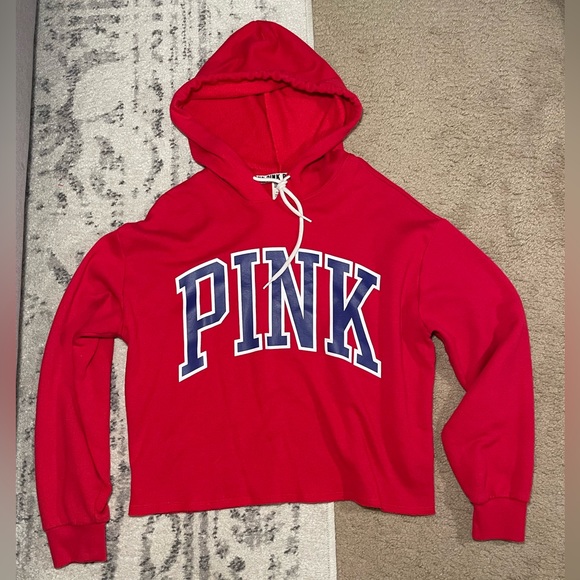 PINK Victoria's Secret Tops - PINK Victoria’s Secret Cropped red white and blue hoodie ❤️🤍💙
